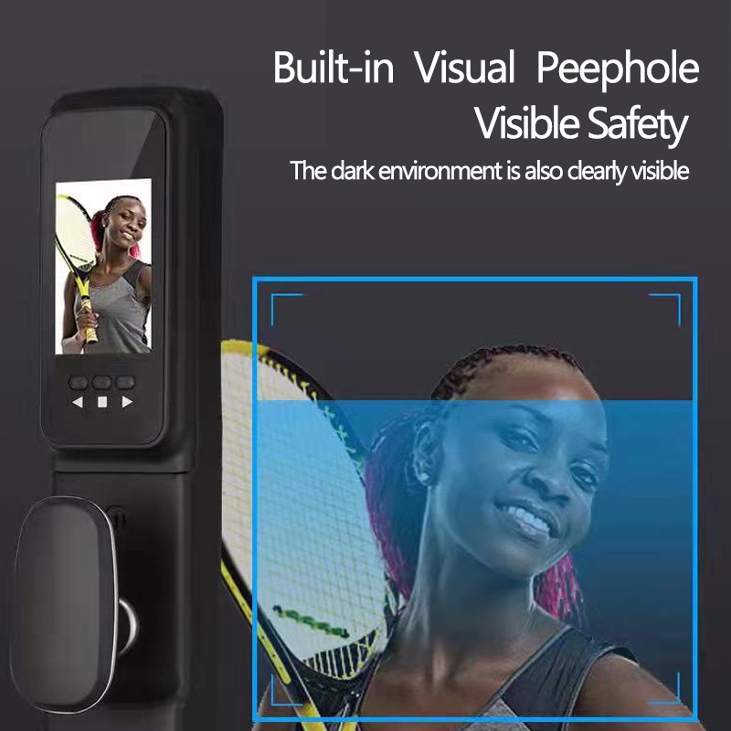 Toolbox 2022 TERBARU Smart Door Lock HD visual peephole camera cat eye fingerprint 6 unlock methods Kartu gesek kata sandi sidik jari untuk menutup dan membuka pintu secara otomatis Dilengkapi dengan pengisian daya USB bel pintu Fingerprint password card-8