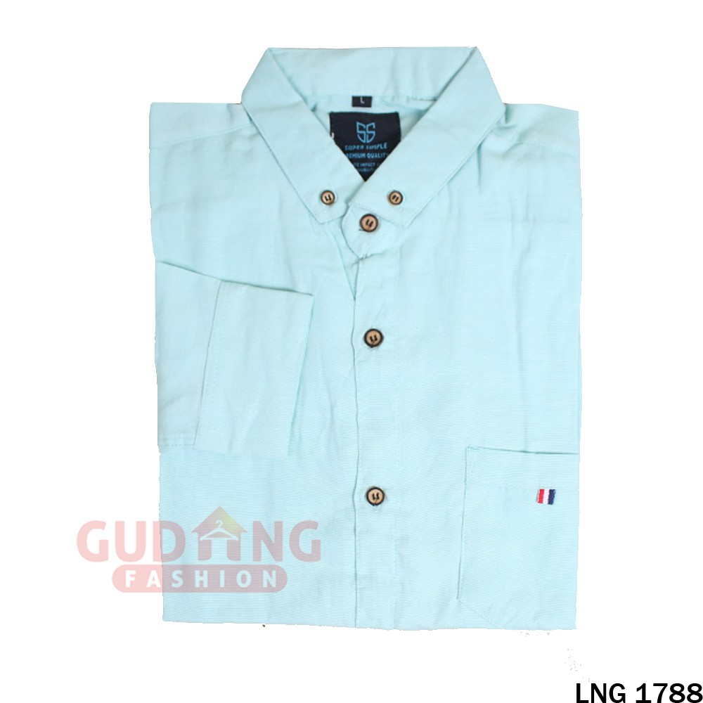 Baju Kemeja Cowok Lengan Panjang Katun Oxford Polos - LNG 1788