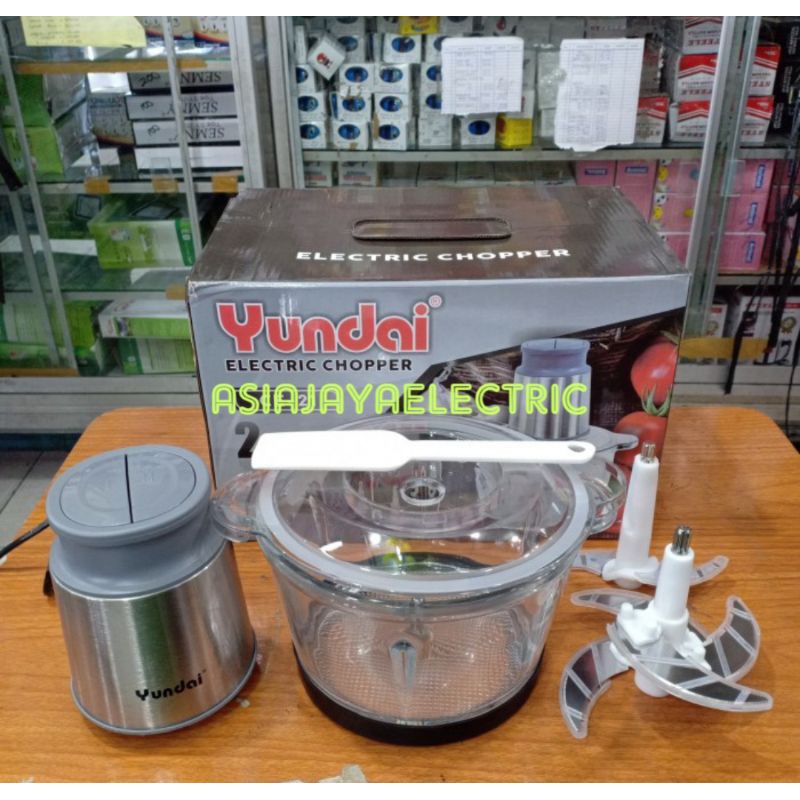 YUNDAI ELECTRIC CHOPPER LISTRIK CE21 2LITER KACA METAL BLENDER GILINGAN DAGING BUMBU ORIGINAL