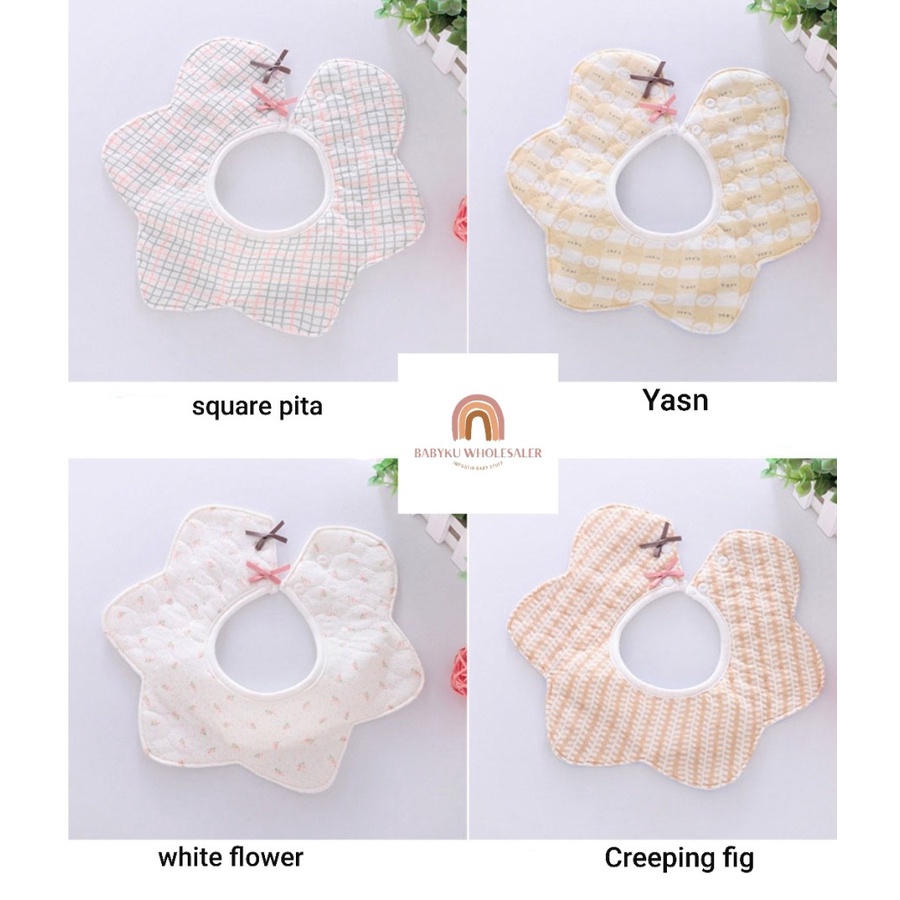 Celemek slabber bayi 360 gauze / Bib bulat tatakan makan iler bayi