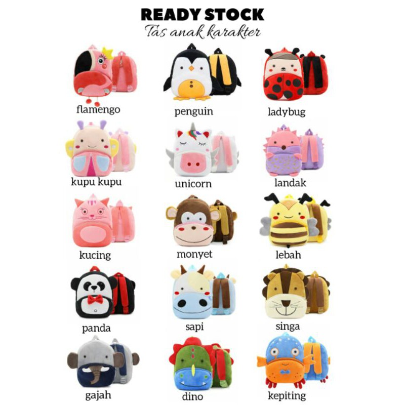 Tas Sekolah Anak Karakter Hewan Kakoo