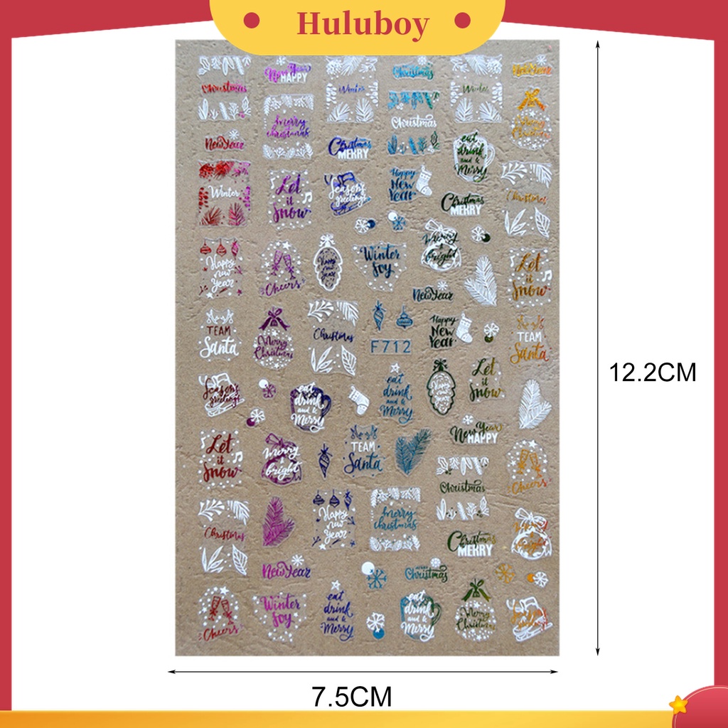 Huluboy Huluboy♡ Stiker Kuku Efek 3D Bahan Foil Glitter Untuk Dekorasi Nail Art