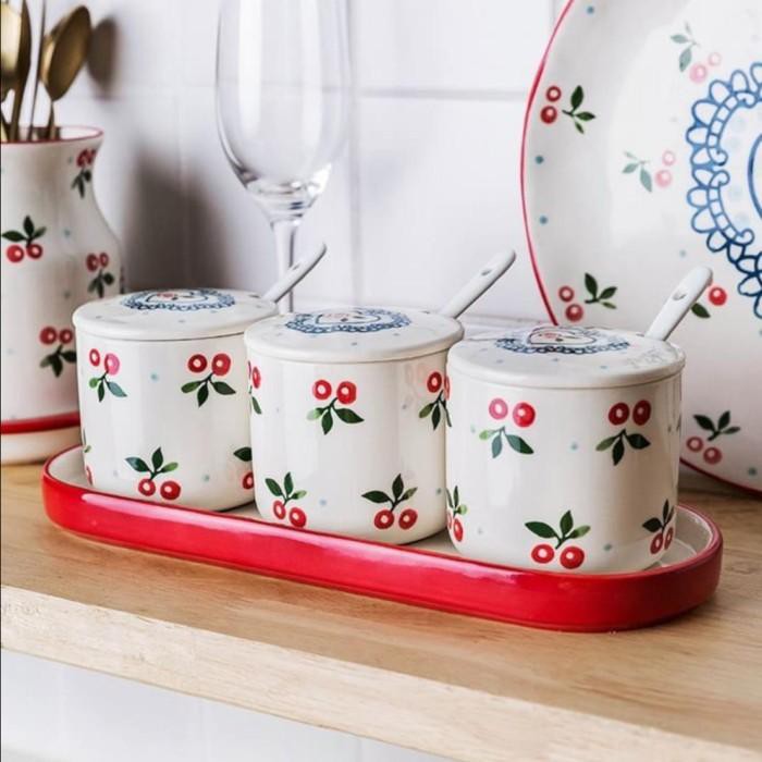 

cscenterps095- Cherry Sauce Set Ceramic by Plateful Co Murah