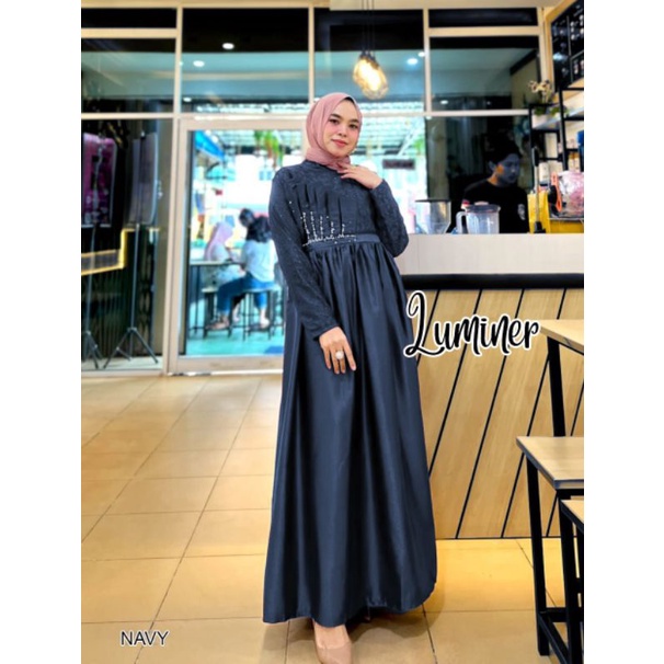 LUMINER Gaun pesta muslimah