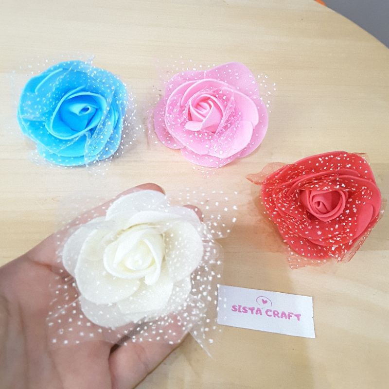 Bunga Mawar Spons Besar Tile Foam Busa Sponge Murah 6cm isi 5 pcs