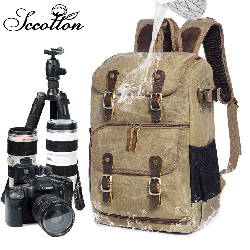 Tahan Lama Fotografi Tas Kamera SLR Kamera Tas Ransel Tahan Air Kapasitas Besar Kanvas gital Outdoor
