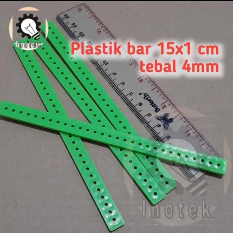 Plastik batangan plastic bar 15x1cm tebal 4mm lubang 2mm