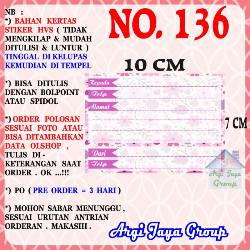 

Stiker HVS - Stiker Pengiriman - Sticker Alamat Olshop Murah Nomer 136-10x7cm