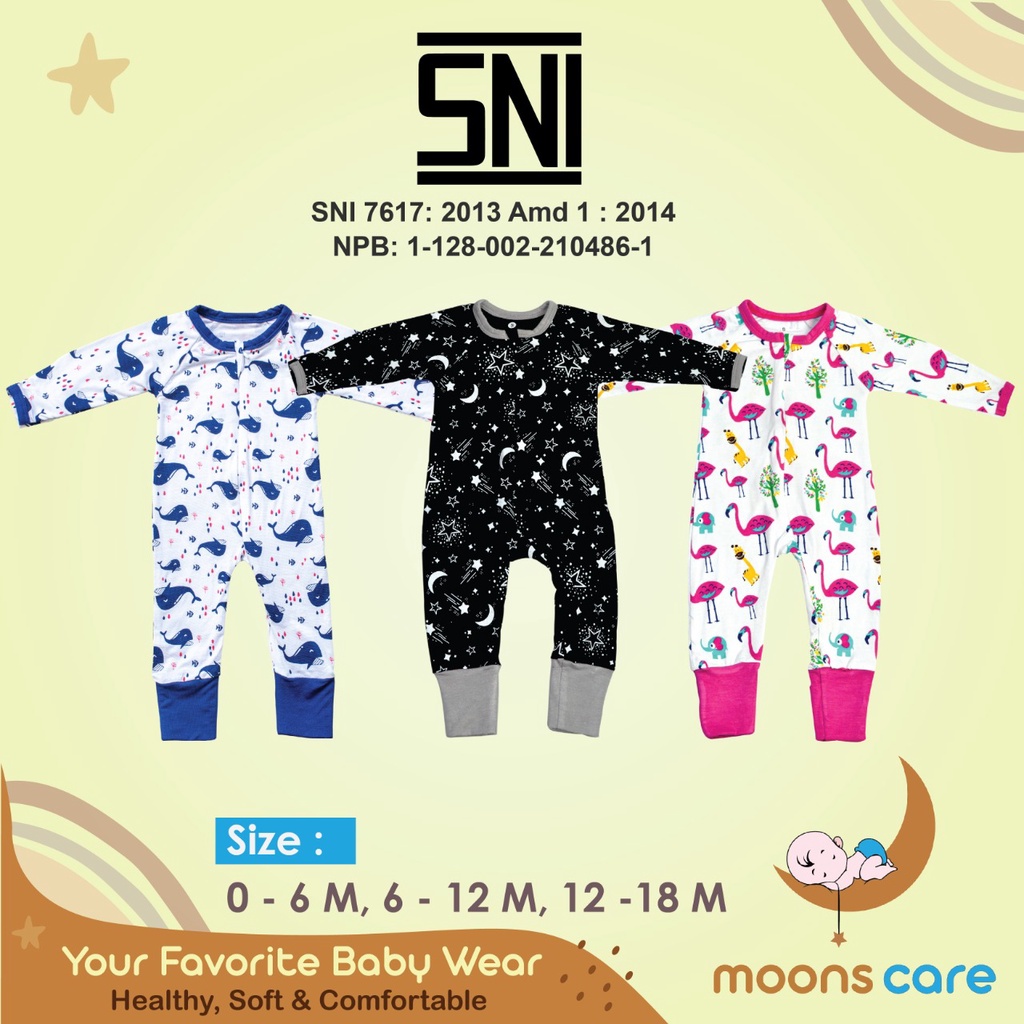 SNI SLEEPSUIT moons care SML  Sleepsuit Dita Baju Tidur Anak Sleepsuit Bayi Jumper bayi Baju Bayi