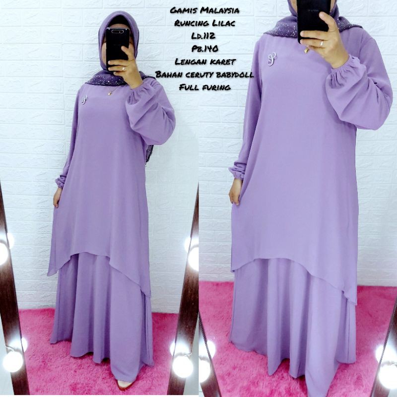 Gamis Malaysia Runcing Lilac