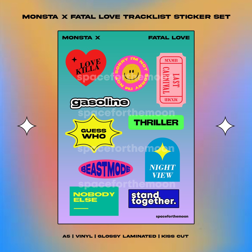 

Monsta X Fatal Love Tracklist Sticker Set