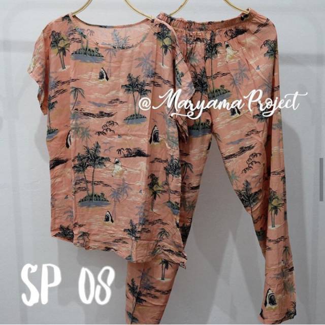 Daster habel piyama setelan celana panjang