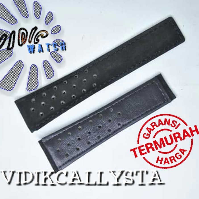 TALI KULIT TAGC CARERRA CALIBRE HITAM BLUDRU MOTIF 22MM PREMIUM