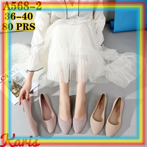 A568-2 Sepatu Jelly Wanita Karis Sepatu Kerja Karis Flat Shoes Jely Elegan Nyaman Verotino