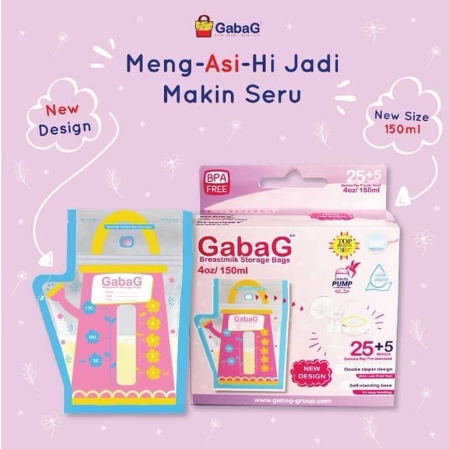 GABAG Kantong ASI 150ml New Design Breastmilk Storage Bag Plastik ASIP