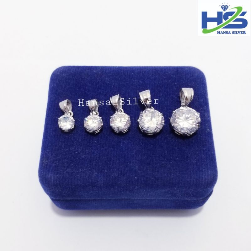 Liontin Perak Asli Silver 925 Lapis Emas Putih Model Desi Permata Zirkon