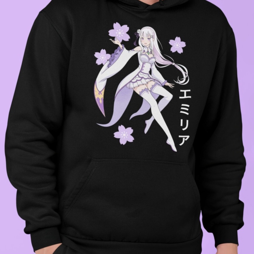 Hoodie Emilia Rezero Anime manga unisex