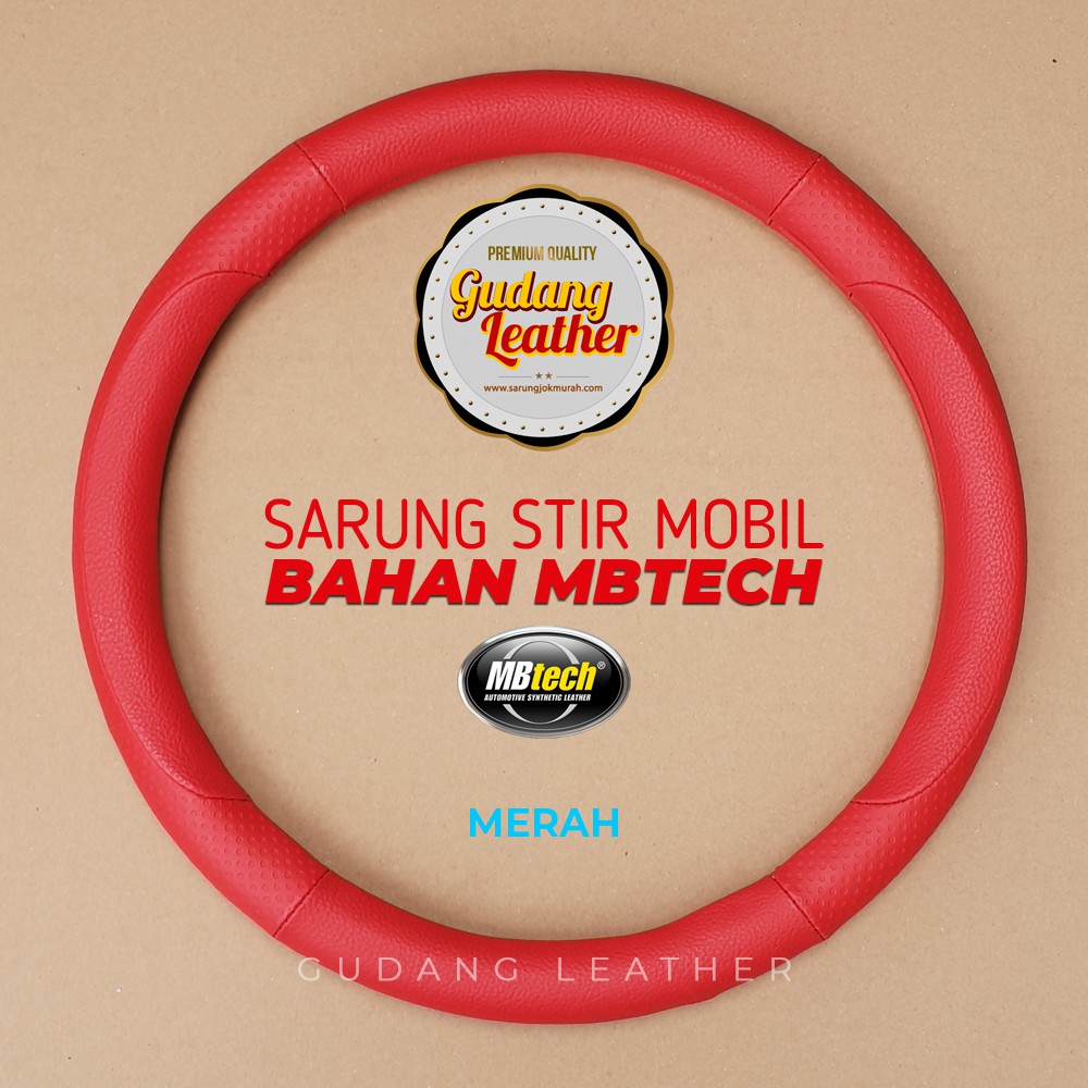 Sarung Setir Mobil Bahan MBTECH - Full Merah