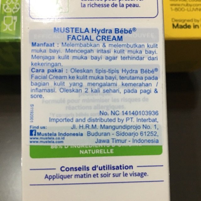 Krim muka Mustela facial cream 40ml