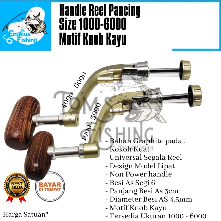 Sparepart Handle Reel Pancing Size 1000 - 6000 Besi (Gold &amp; Silver) Murah Berkualitas - Engkus Fishing