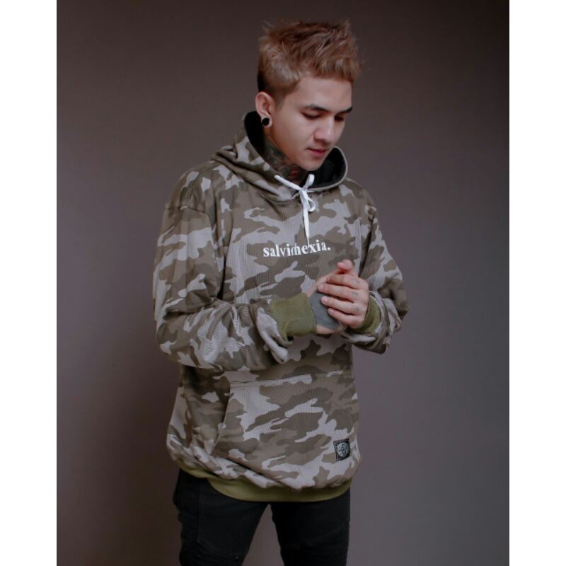 Sweater Hoodie Salviohexia Loreng Camo Jaket Pria Slvhx