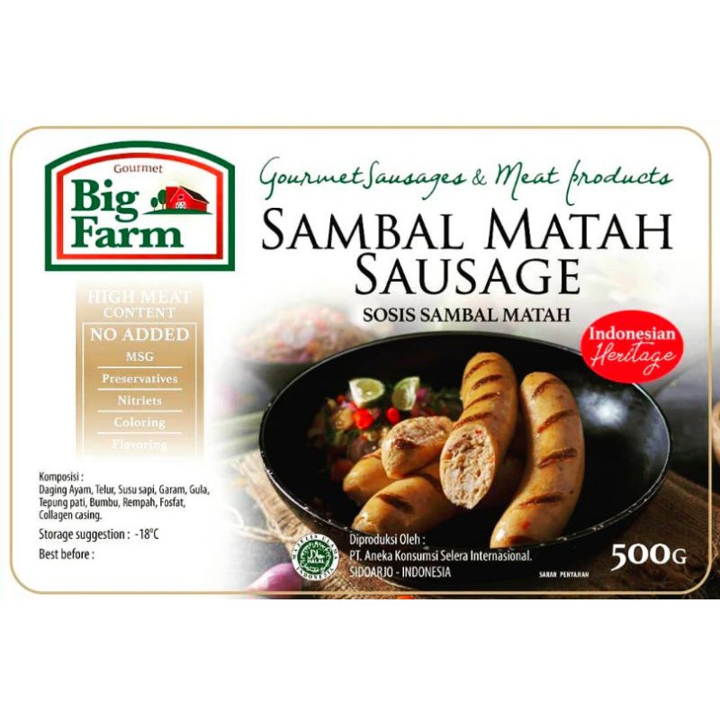 Big Farm Sambal Matah Sausage Sosis NO MSG 7pcs 500g