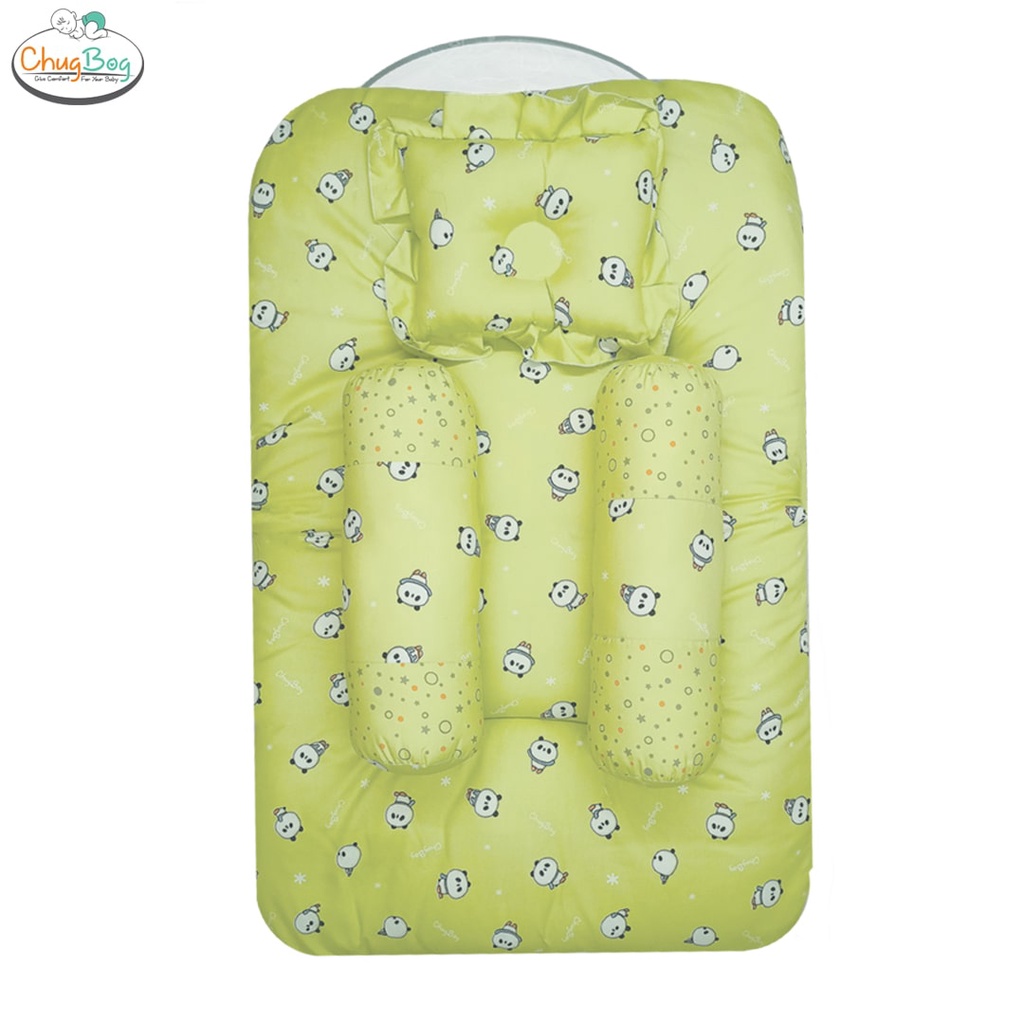 KASUR BAYI DACRON LIPAT + KELAMBU, BANTAL DAN GULING SET BAMBOO SERIES