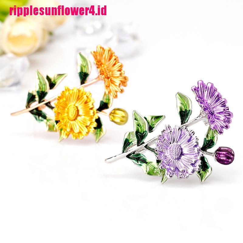 Bros Pin Enamel Bentuk Bunga Daisy Untuk Kerah Kemeja