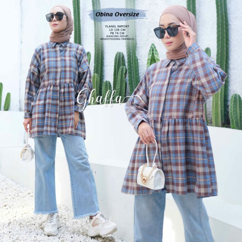 Obina Oversize / Floca Shirt / Closa Shirt / Yorez / Kemeja Tartan / Gingham Blouse Oversize