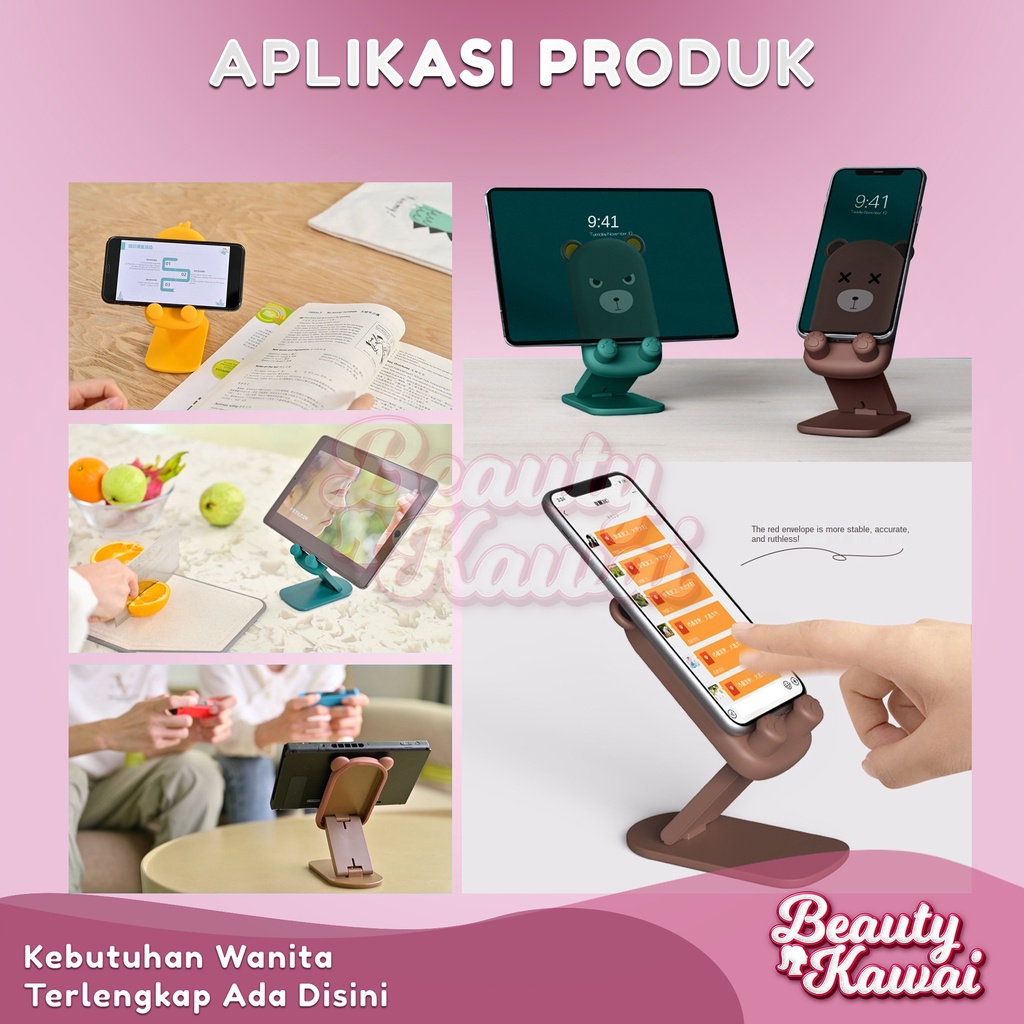 Dudukan Hp Karakter Kartun Phone Holder Stand Meja Foldable 3 Warna