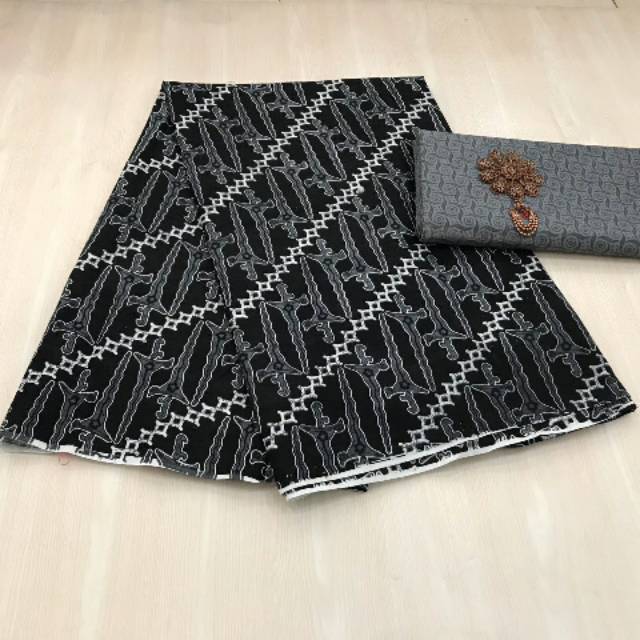 CRN KAIN BATIK MURAH MOTIF KERIS JOKOWI SILVER ABU DAN EMBOS / BATIK ASLI PEKALONGAN / BATIK ORI