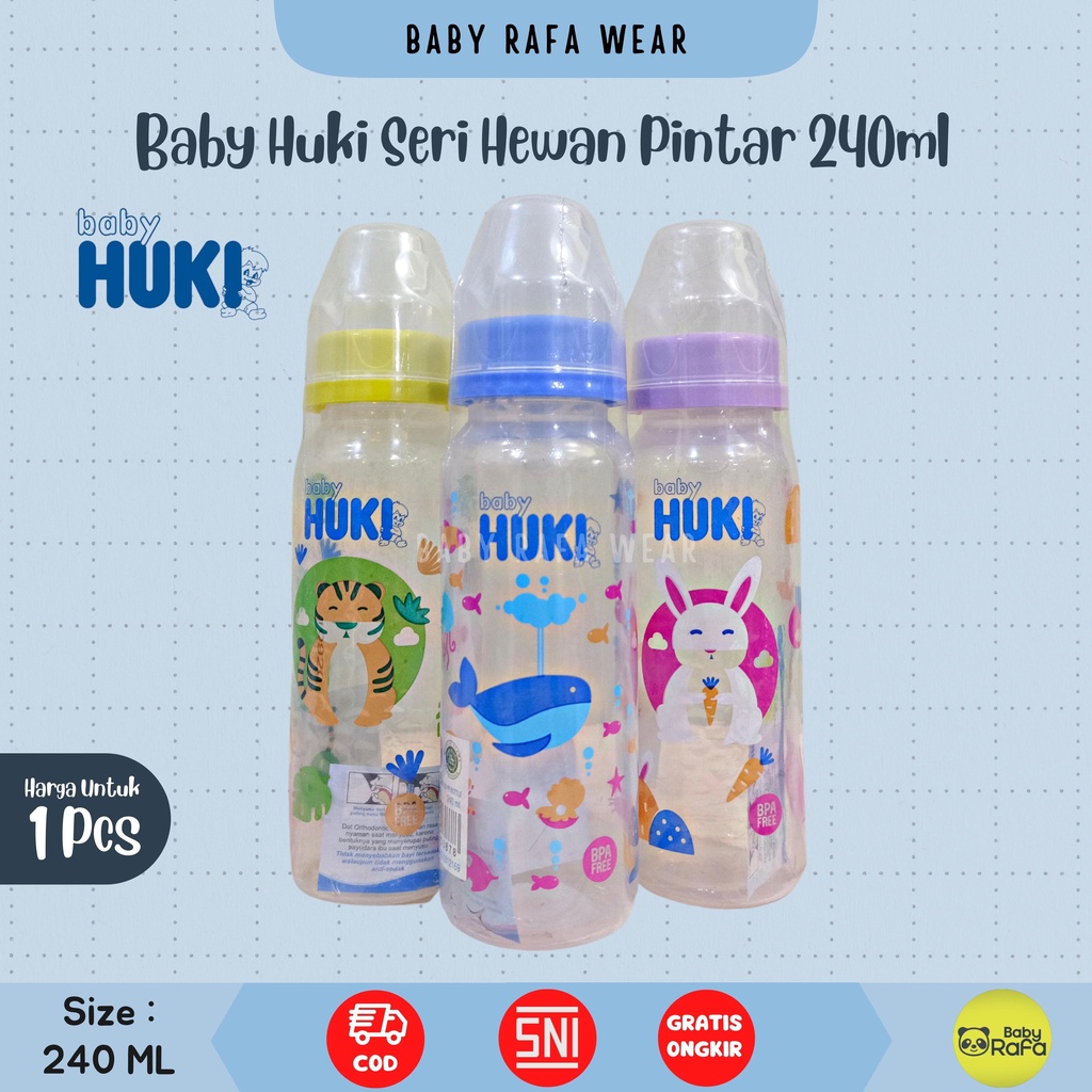 Baby Huki Botol Susu PP SP Round 60 ML 120 ML 240 ML Dot Gepeng Nipple Silicone Orthodontic