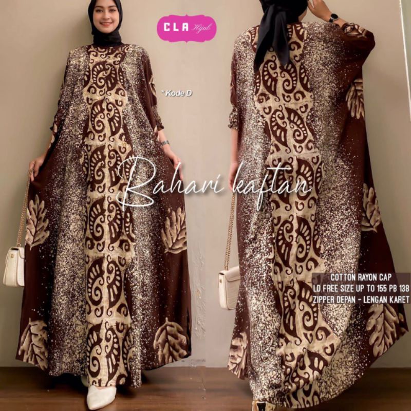 Batik B B - Bahari Kaftan Jumbo Wanita Dewasa XXXXL Motif Batik Cap Malaman Terbaru Busui Resleting Depan Rayon Premium Baju Kelelawar Kekinian