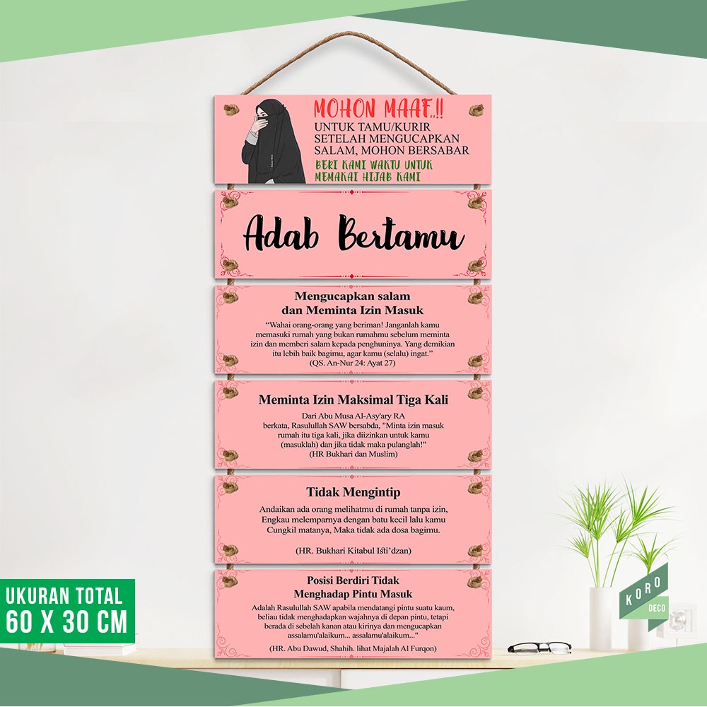 papan hiasan tulisan adab bertamu mengucapkan salam