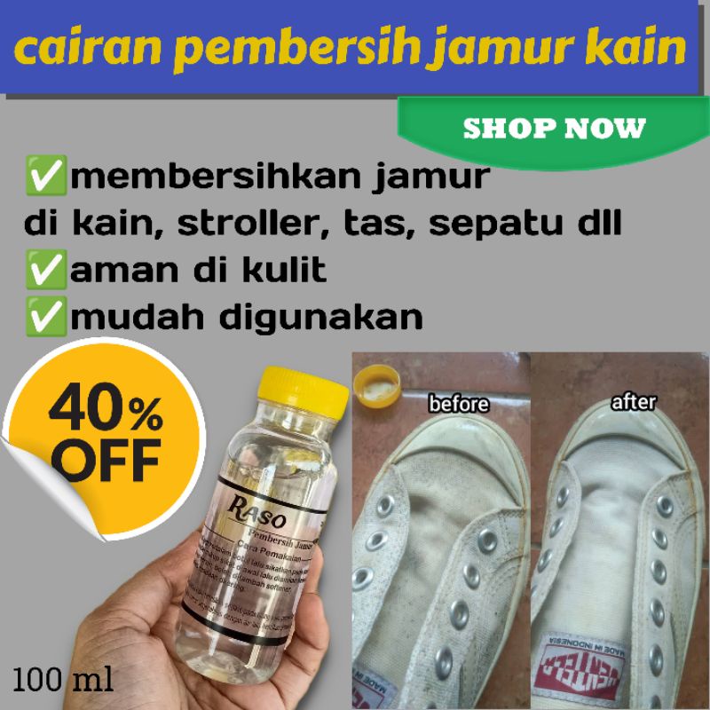 Obat jamur 100 ml pembersih jamur pakaian stroler mukenah baju ampuh clink resik bintik hitam hilang