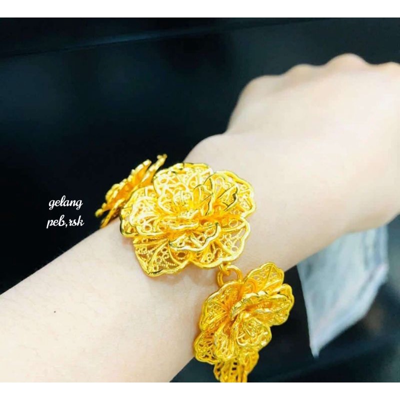 Gelang lapis kristal replika emas 24k model kendari