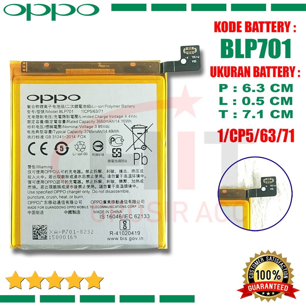 Baterai Battery BLP701 OPPO Realme X Oppo K3 Reno Life