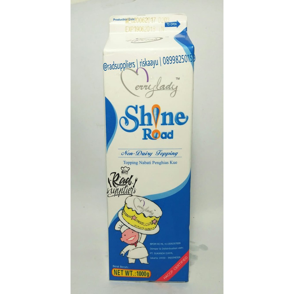 

SUS-212 Shine Road Whip Cream Non Dairy- Topping Nabati Penghias Kue- Terbaik!