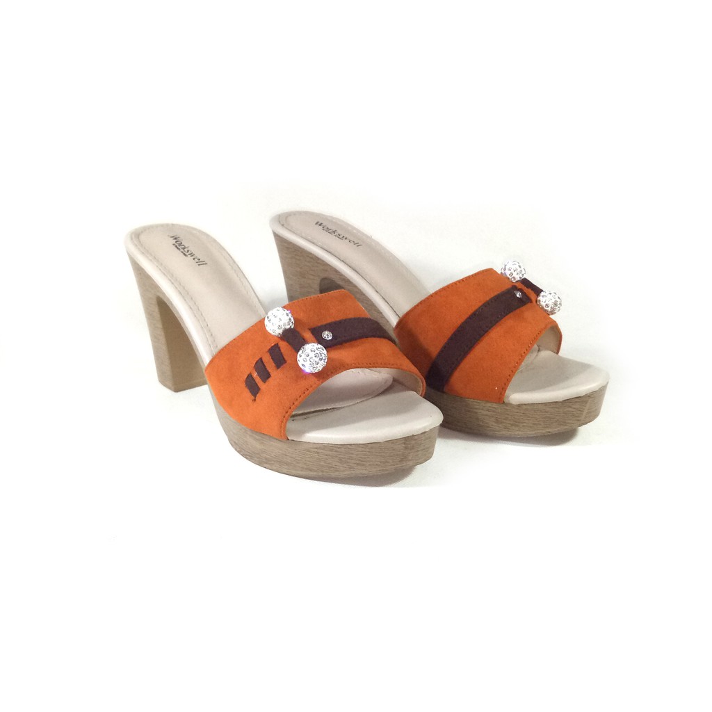 Workswell Sandal Wedges Wanita Warna Salem Aksesoris Kode 1888T