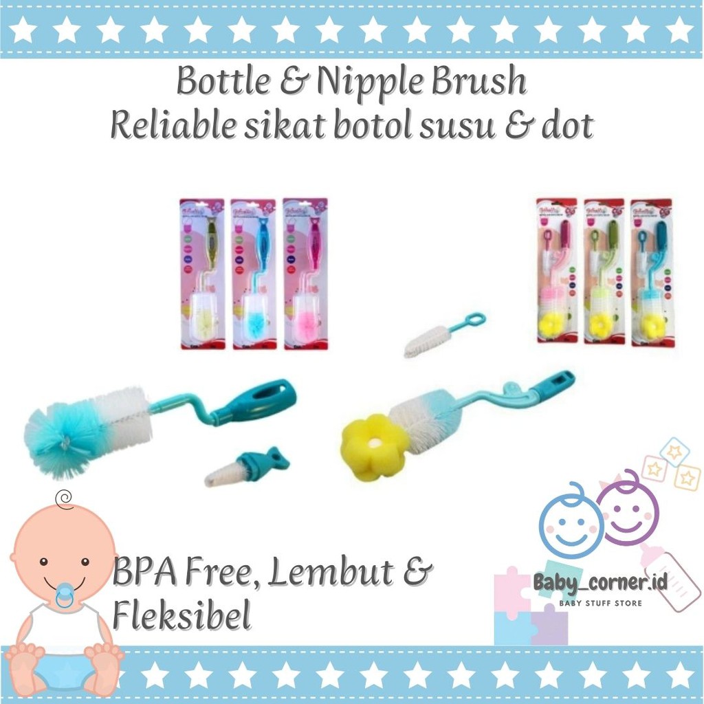 sikat spons botol susu bayi |dot susu press nilon halus | TEBAL &amp; kuat |Aries - ikan - rotary - 3in1 | RELIABLE