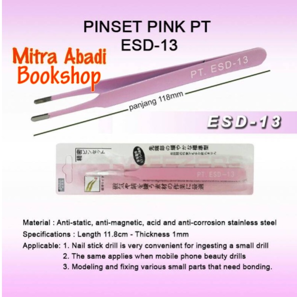 Pinset/Tweezer Serbaguna Anti Magnetic PT ESD 12 ESD 13 ESD 14 ESD 15 Pink