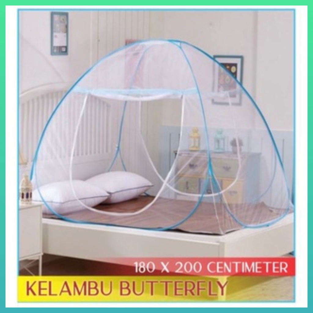 Kelambu Tidur Portable Kelambu Tempat Tidur Kelambu Butterfly Lipat Ukuran 180x200 &amp; 200x200cm