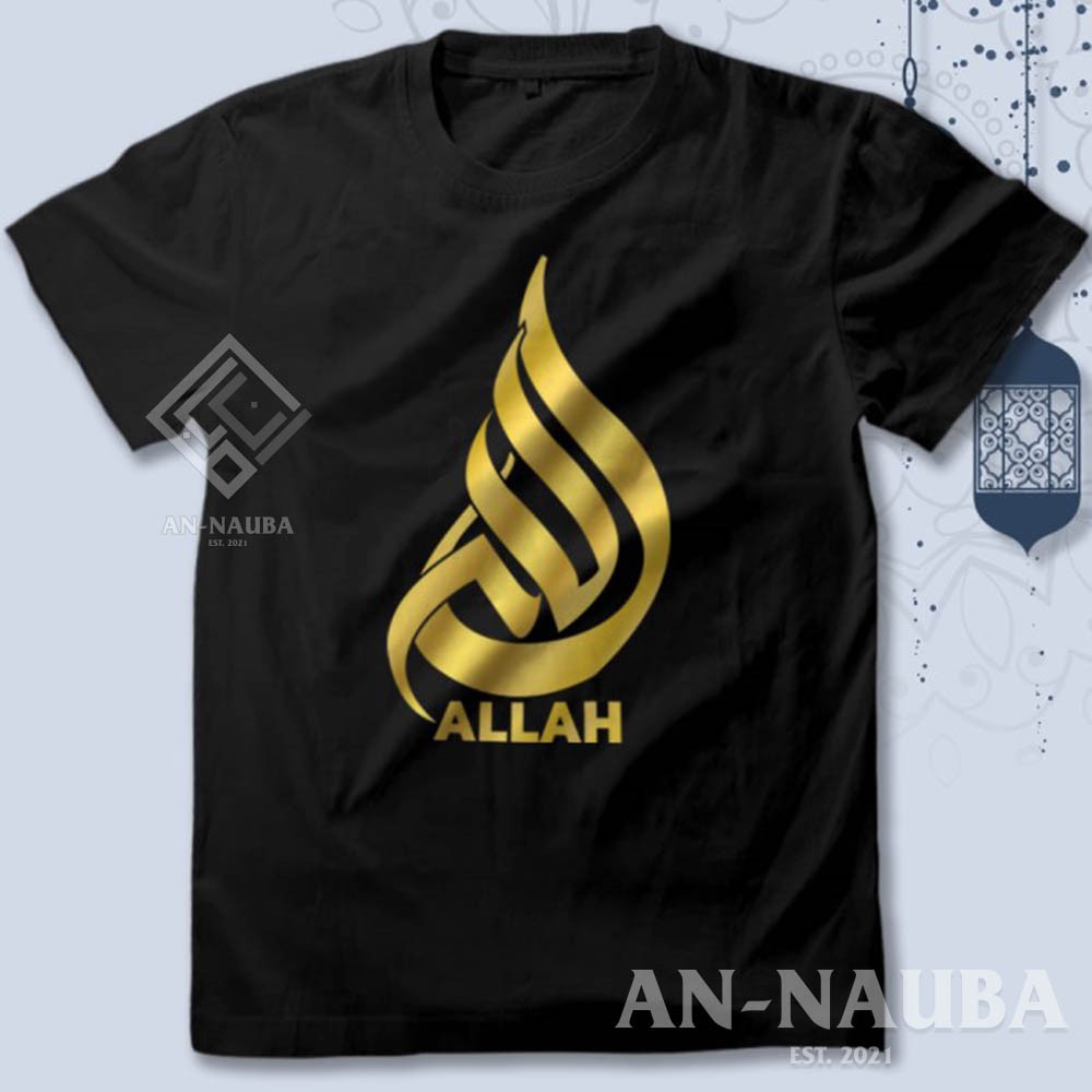 KAOS DAKWAH ISLAMI ALLAH KALIGRAFI GOLD / Baju Distro Santri Islam / Tshirt Muslim Trendy [AN-6299]-0