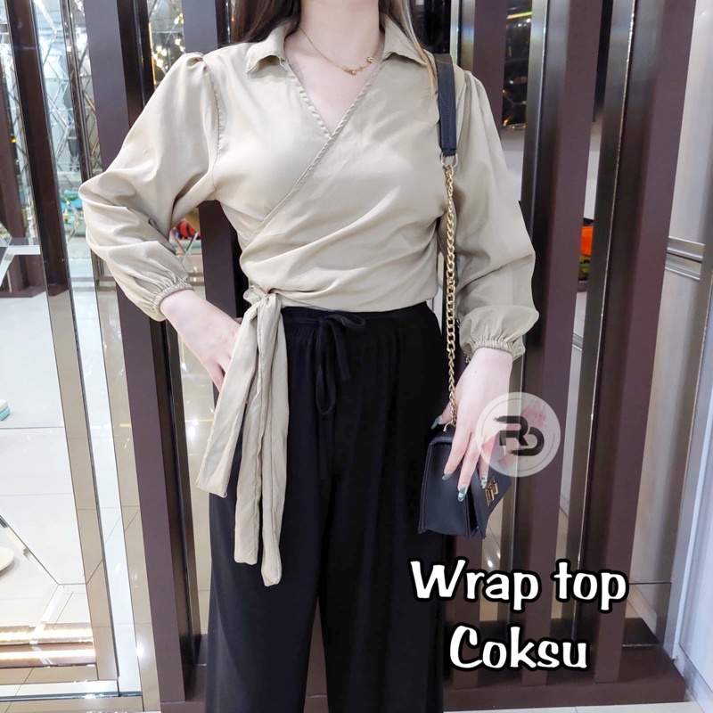 BEFAST - ZRD OOTD Wanita Blouse HIRA / WRAP TOP / Angelie Wrap Top / Angel Wrap Top / Wrap Top Import / Blouse Kekiniaan Remaja / Blouse Ikat Lengan Panjang / Terabru 2022 / Trendy / Blouse Viral Di TikTok