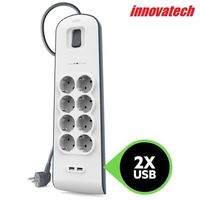 Dijual Belkin Surge Protector Colokan LIstrik Anti Petir 8Out USB BSV804VF2M Murah