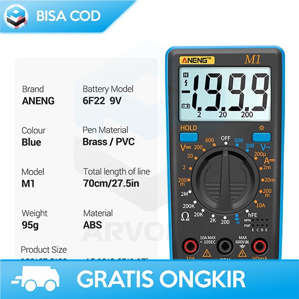 MULTITESTER DIGITAL ANENG LOW POWER DATA RETENSI AC/DC VOLTAGE LCD ABS