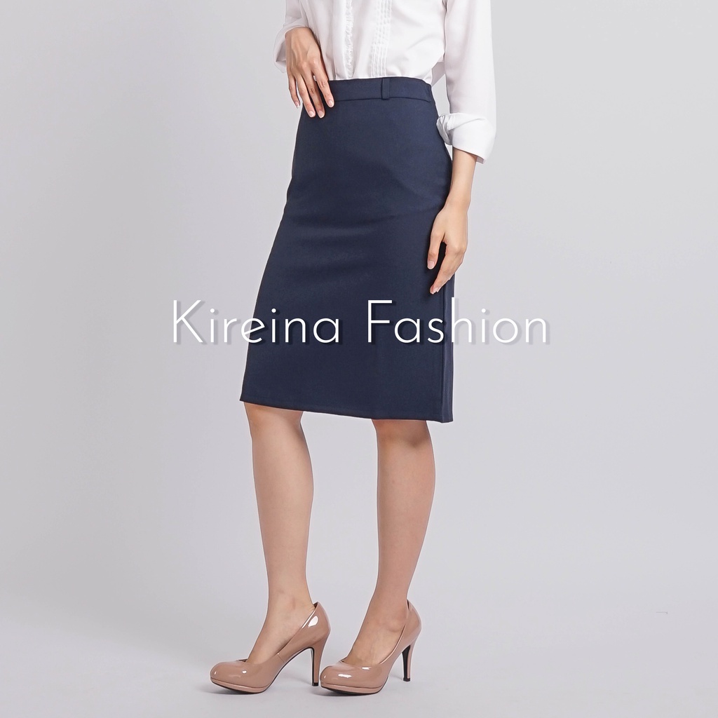 Rok Span Kerja Pendek Bahan Gabardin - Kireina Fashion