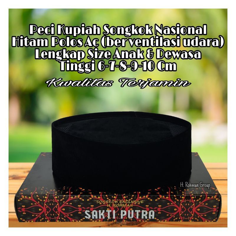 KOPIAH PECI HITAM POLOS AC TINGGI 6 CM 7 CM 8 CM SONGKOK PECI TINGGI 6CM 7CM 8CM AC SONGKOK TINGGI