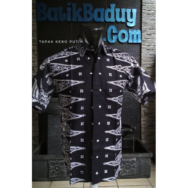 Promo stok terbatas Kemeja Batik Baduy Banten Pria Motif Tapak Kebo Putih