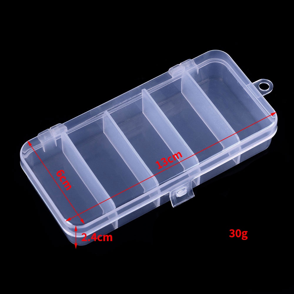 HENGJIA 1PC 5 Grid Transparent Fishing box waterproof Fishing Case 13*6*2.4cm Umpan Pancing Ikan Tackle